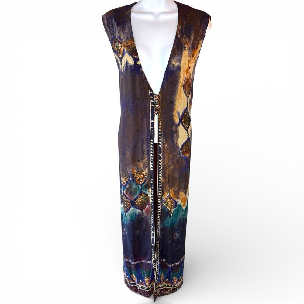 Vtg 80s Art to Wear Duster Size M Avant-Garde Forest Psychedelic Boho Celestial